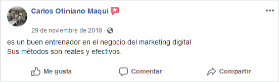 Curso Gratis Intensivo Marketing Digital Testimonio 1